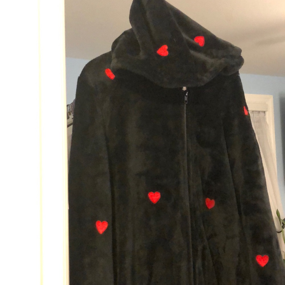 Victoria Secret black with red hearts onesie